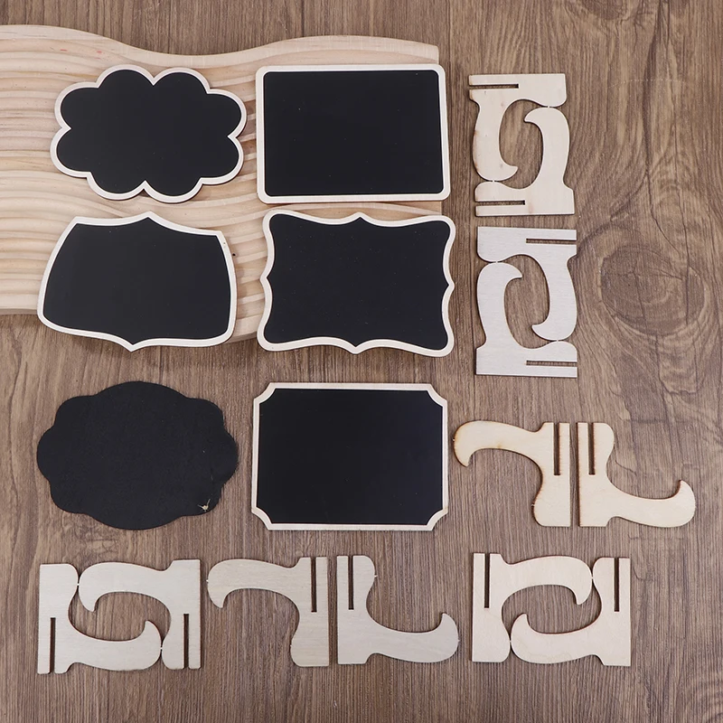 10pcs Message Board Mini Easel Stand Wooden Writing Board Black Memo Props Table Place Card Birthday