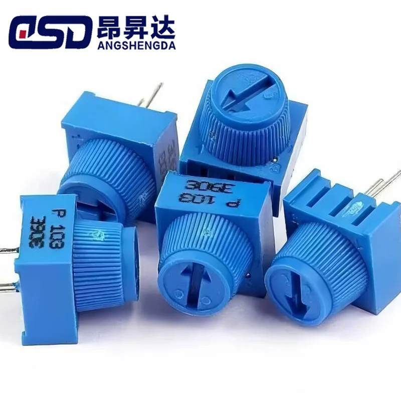 5PCS 3386P 10K 1k 2k 5k 10k 20k 50K 100K 200K 500K 1M Through Hole Trimmer Potentiometer Cermet Turn Top Adjustment