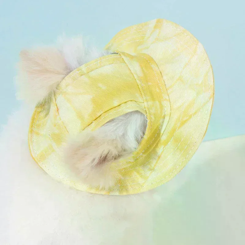 Cat Hat Dog Sun Hat Ear-Exposing Head Cover Pet Fisherman Hat Head Accessory
