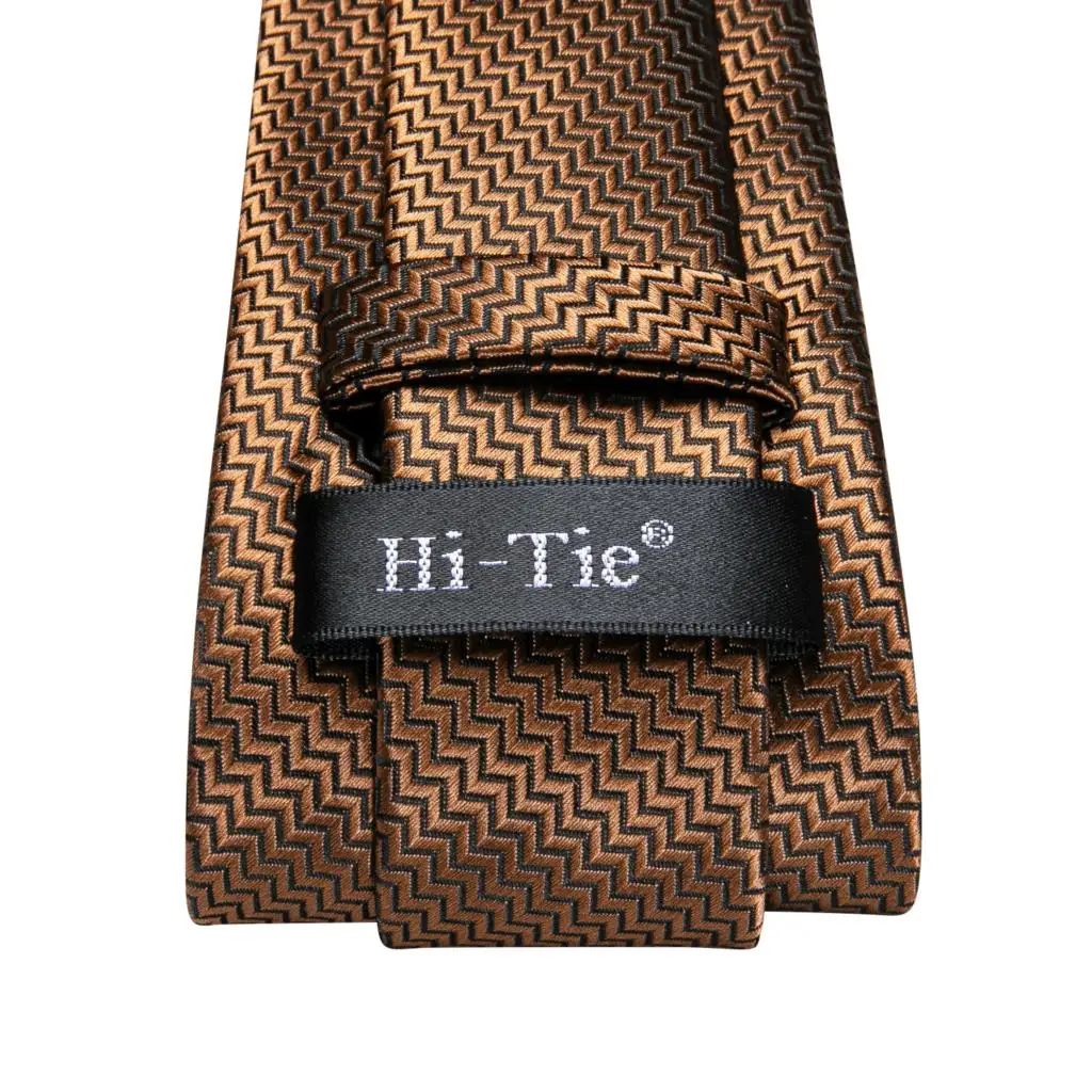 2023 New Gift Tie for Men Novelty Brown Solid Fashion Brand Wedding Party Necktie Handky Cufflinks Wholesale Hi-Tie Designer