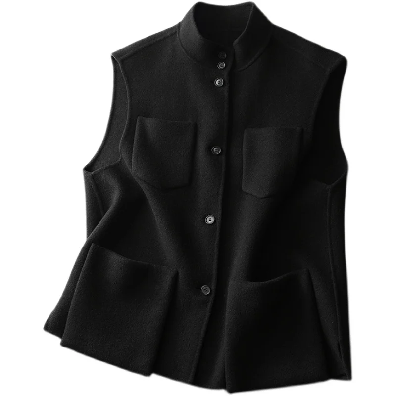 

woolen vest women 2024 autumn winter new fashion single-breasted wool Waistcoat casual sleeveless jacket ladies loose tops R498