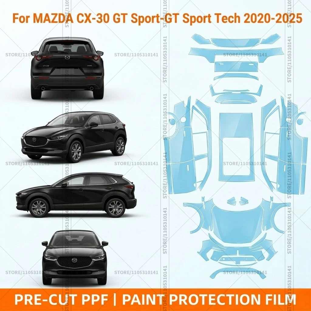 

Предварительно нарезанная прозрачная защитная пленка PPF для бампера Mazda CX-30 GT Sport/GT Sport Tech 2020-2025