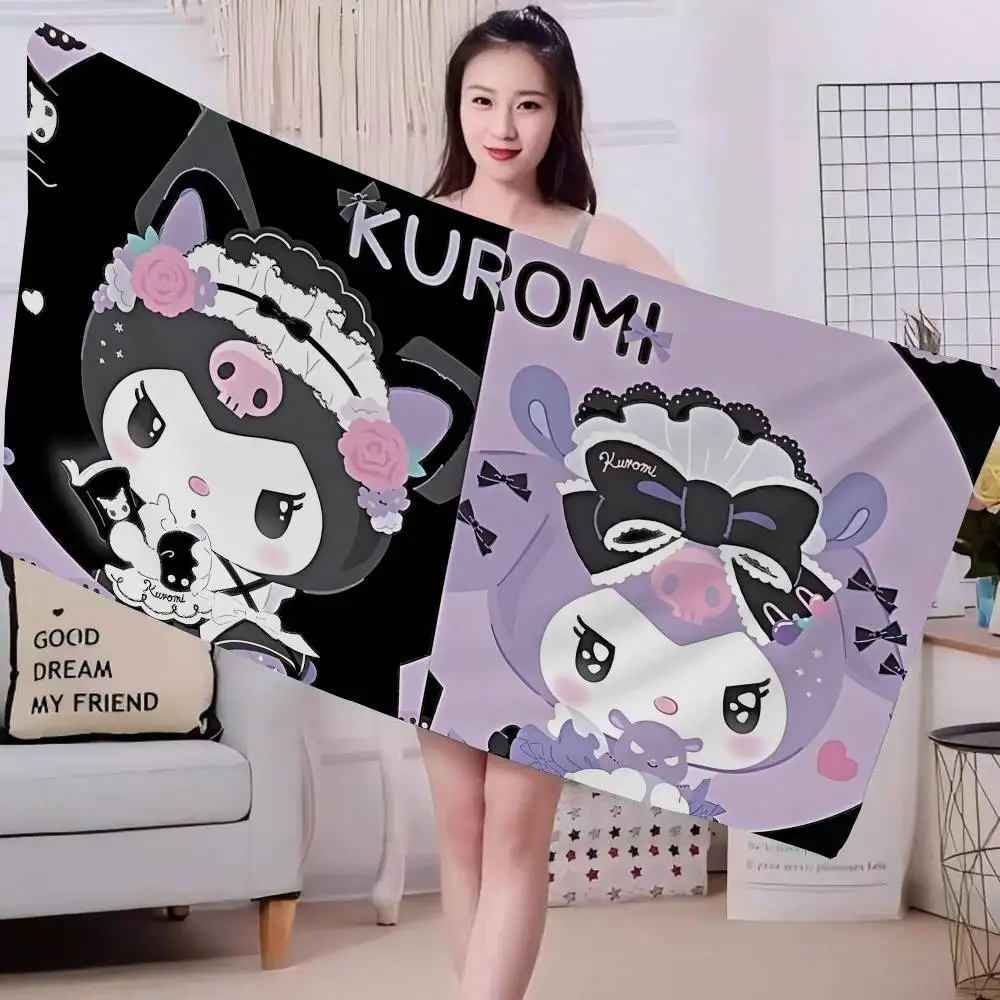 Cute Cartoon K-KuromiS Beach Towel Colorful Bath Towels for Girl Microfiber Quick Dry Custom Sand Free Beach Yoga Spa Gym Pool