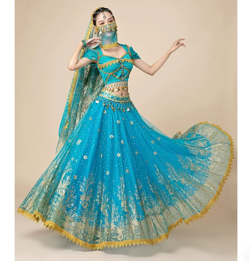 

New Belly Dance Indian Dance Costume Exotic Royal Palace Dance Costume Set
