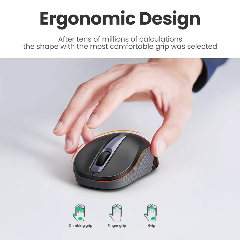 UGREEN Mouse Wireless Ergonomic Shape Silent Click 2400 DPI For MacBook Tablet Computer Laptop PC Mice Quiet 2.4G Wireless Mouse