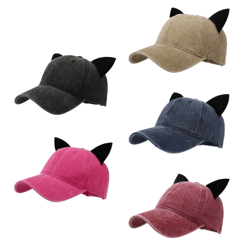 

Kitten Ears Baseball Hat Cats Ear Hat for Daily Life Workout Sports Hat Breathable Hat for Outdoor Sports DXAA