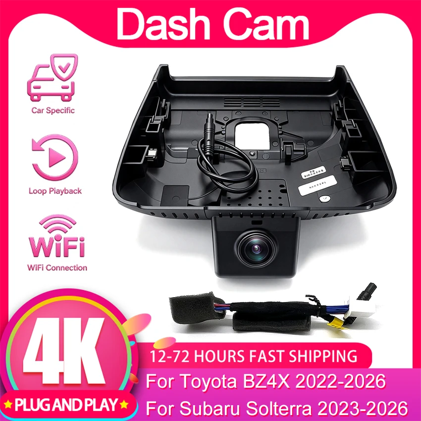 New! 4K 2160P Dash Cam For Toyota BZ4X 2022-2026, Plug and Play DashCam For Subaru Solterra 2023-2026 Car DVR with WiFi & APP