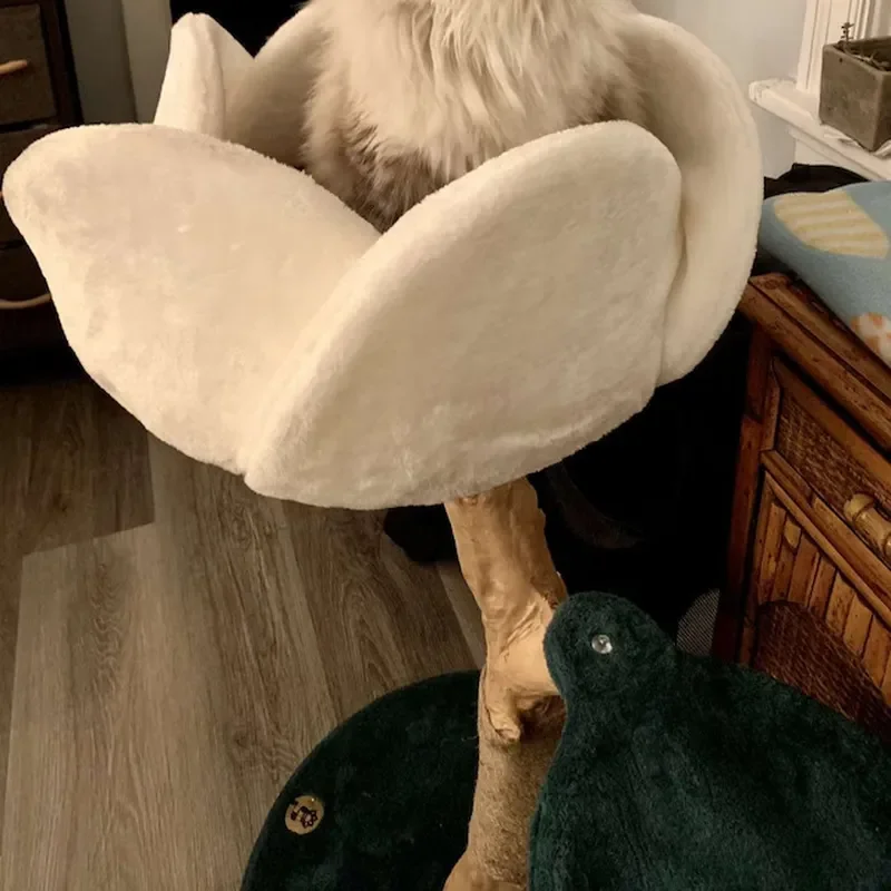 Modern Solid Wood Cat Tree Tower with Sisal Scratching Post Luxury Pet Furniture Climbing Frame for Indoor Cats Durable