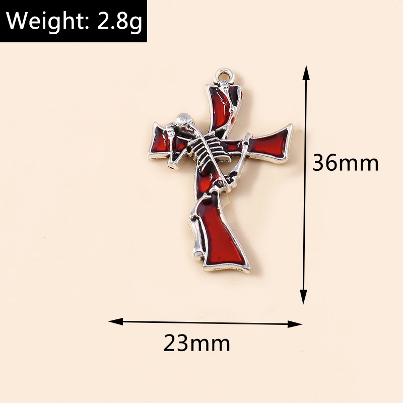 4 Stück Punk Totenkopf Schwert Kreuz Charms Legierung Metall Vintage Gothic Vampir Herz Anhänger für DIY Armbänder Halsketten Schmuckherstellung – Detail 17