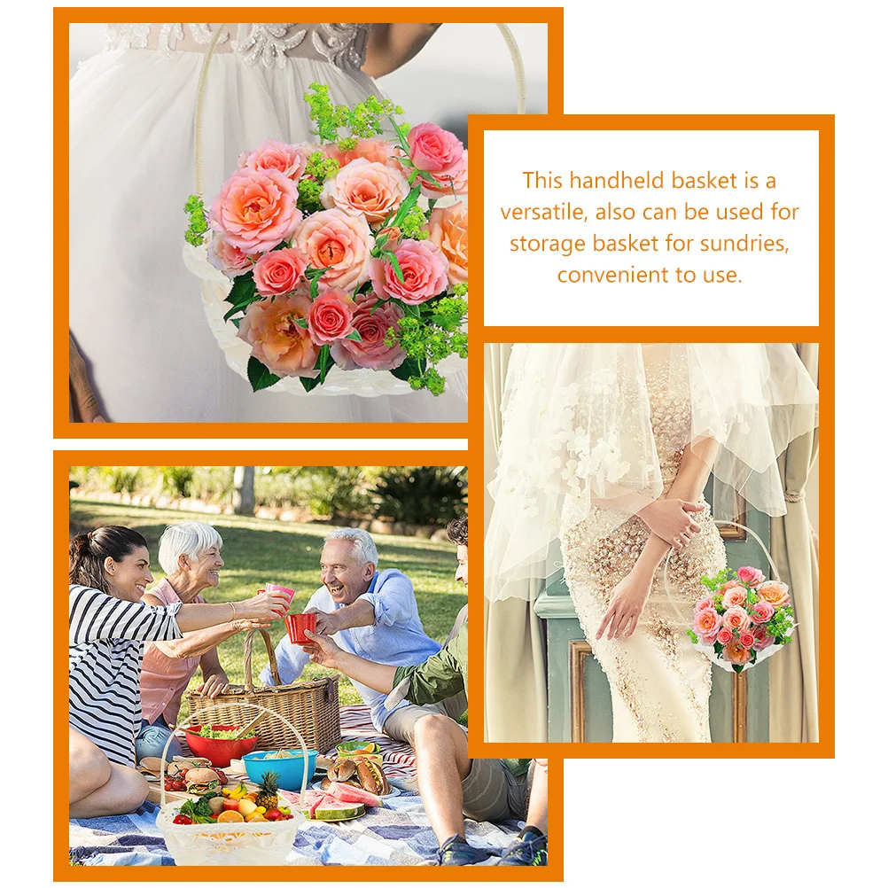 

2Pcs Handwoven Flower Basket Rustic Decorative Storage Gift Flower Arrangement Multipurpose Basket Daily Supplies