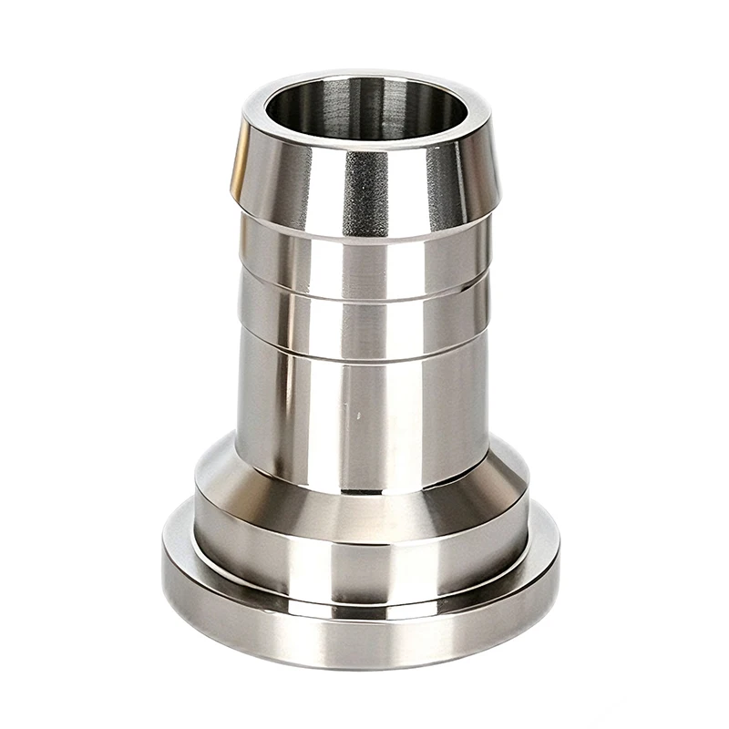 High Precision CNC Machined Stainless Steel Flange Hose Barb Adapter Custom Turning Pipe Fitting with Polished Surface