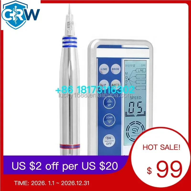 CRW Digital Microblading Permanent Makeup Portable Eyebrow Tattoo Pen Machine Kit for Body Art