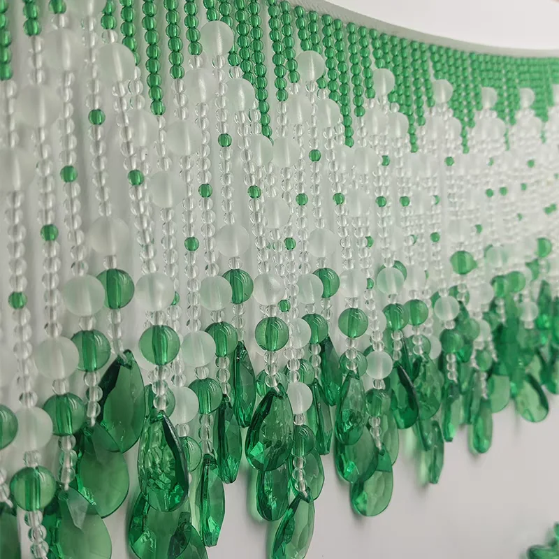 

15cm Wide Green Chevron Beaded Fringe Craft Sewing Curtain Lampshade Decorative Trims