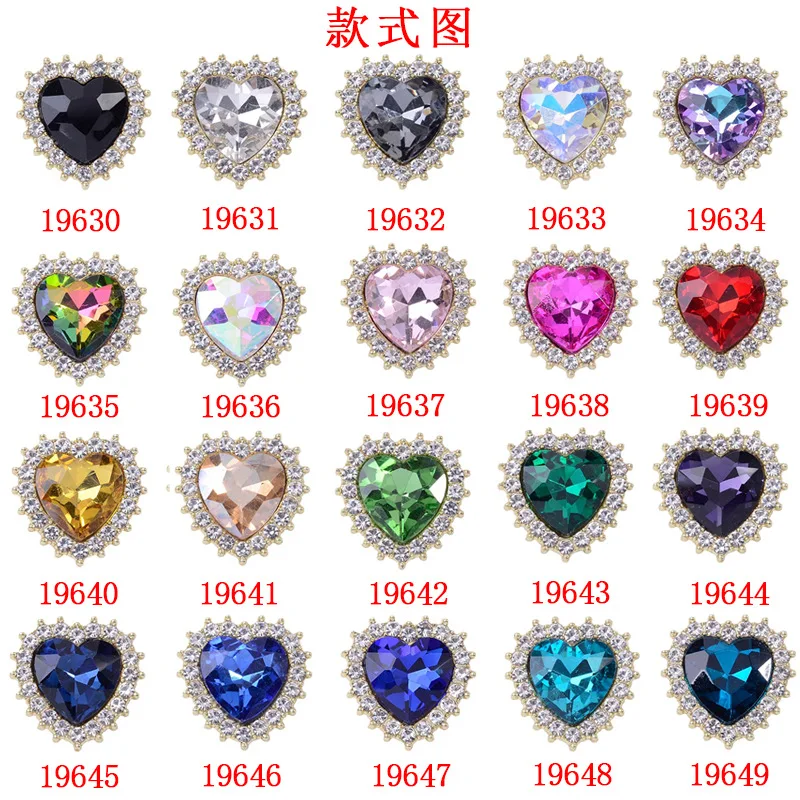 Sweet children's hair accessories clothing love material multi-color micro-inlaid rhinestone lace heart-shaped peach heart alloy