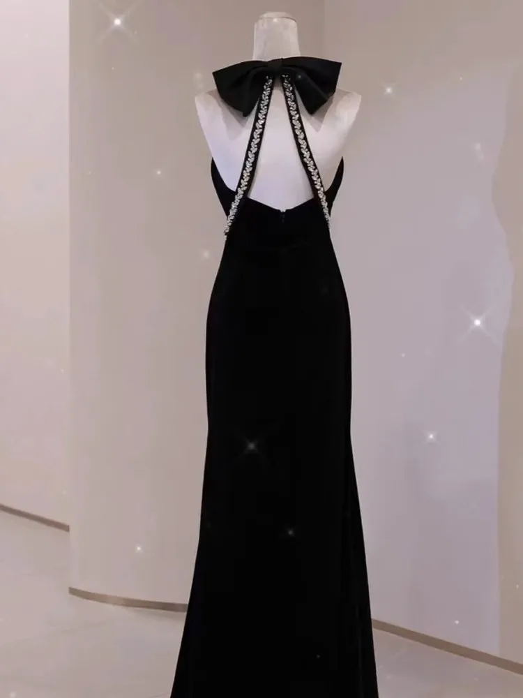 فستان سهرة طويل فاخر للنساء موديل 2025 الجديد، مناسب للحفلات وأعياد الميلاد والامتحانات الفنية، تصميم أنيق وراقي