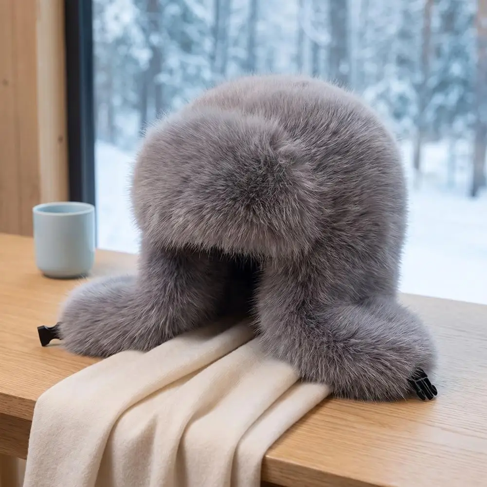Winter Trapper Hat Fashionable Winter Headwear Faux Fur Trapper Hat with Ear Flaps Fleece Lined Winter Ushanka for Women