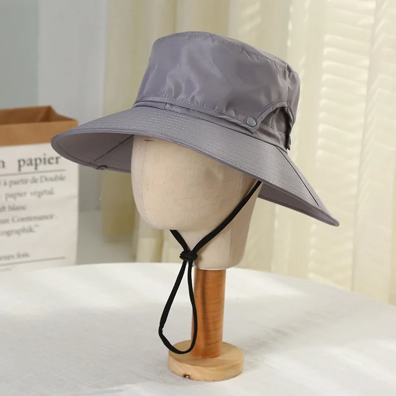 Summer Men's Outdoor Sun Hat, Korean Version of Simple Solid Color Sun Hat Breathable Removable Bucket Hat Sun Hat