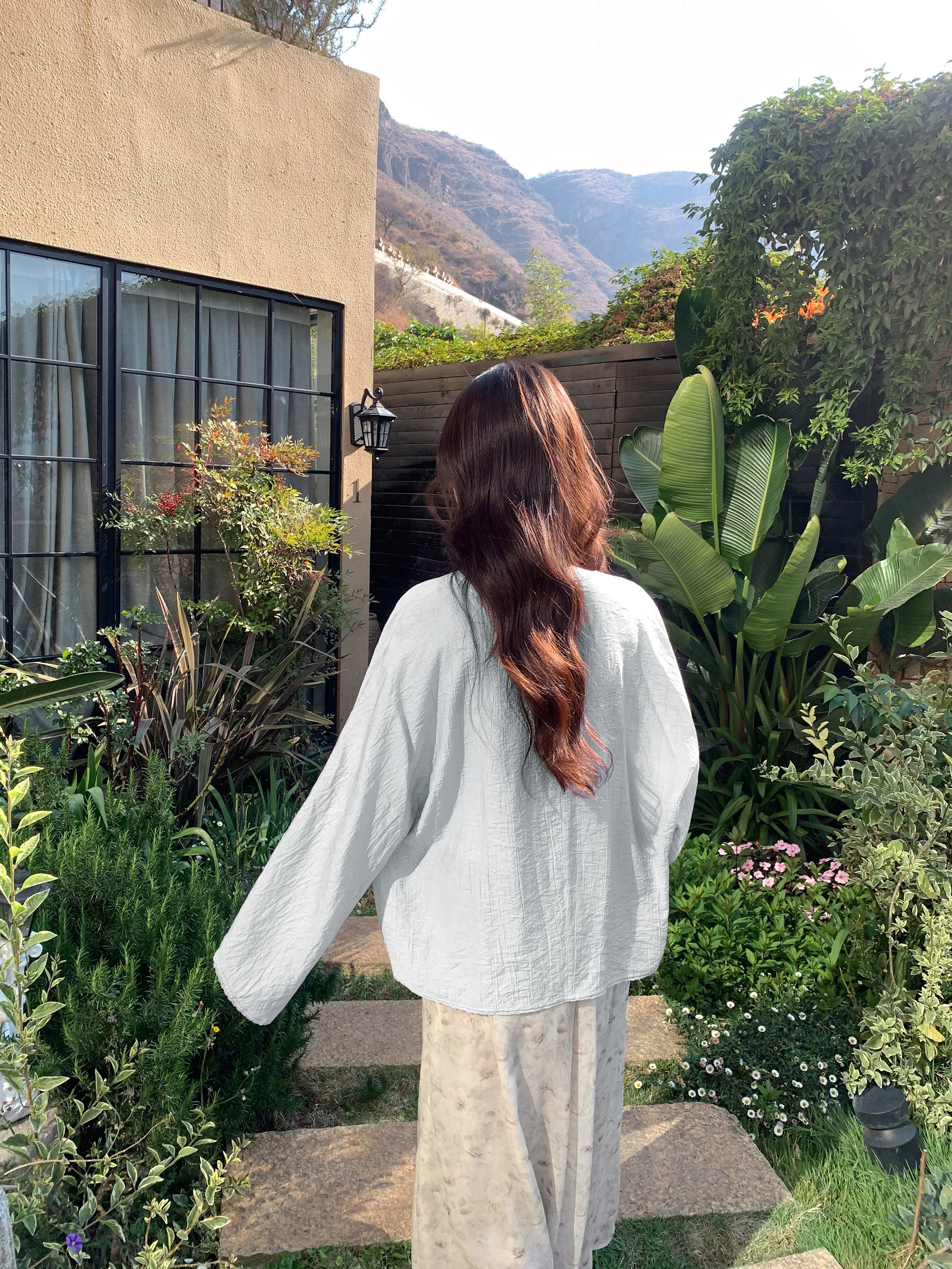 Vintage Batwing Sleeveเสื้อสเวตเตอร์ถักผู้หญิงฤดูใบไม้ผลิหลวมสบายๆElegantจีนแรงบันดาลใจRelaxed Fitเปิดด้านหน้าแจ็คเก็ต