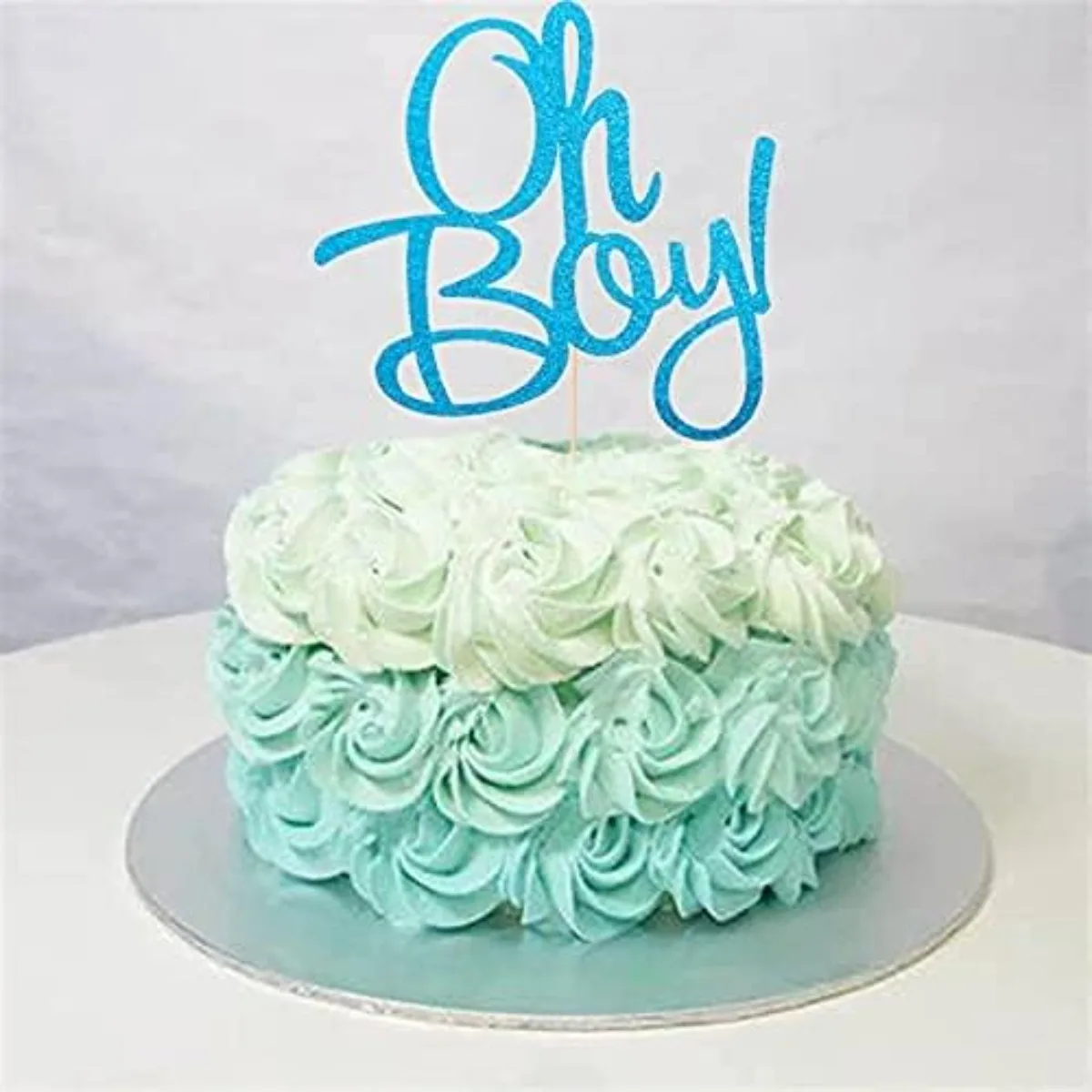 عبوة واحدة من قطعة علوية للكيك باللون الأزرق أوه بوي، قطعة علوية لتزيين حفلات كعكة استحمام الطفل من أجل It'a A Boy Baby Boy #1