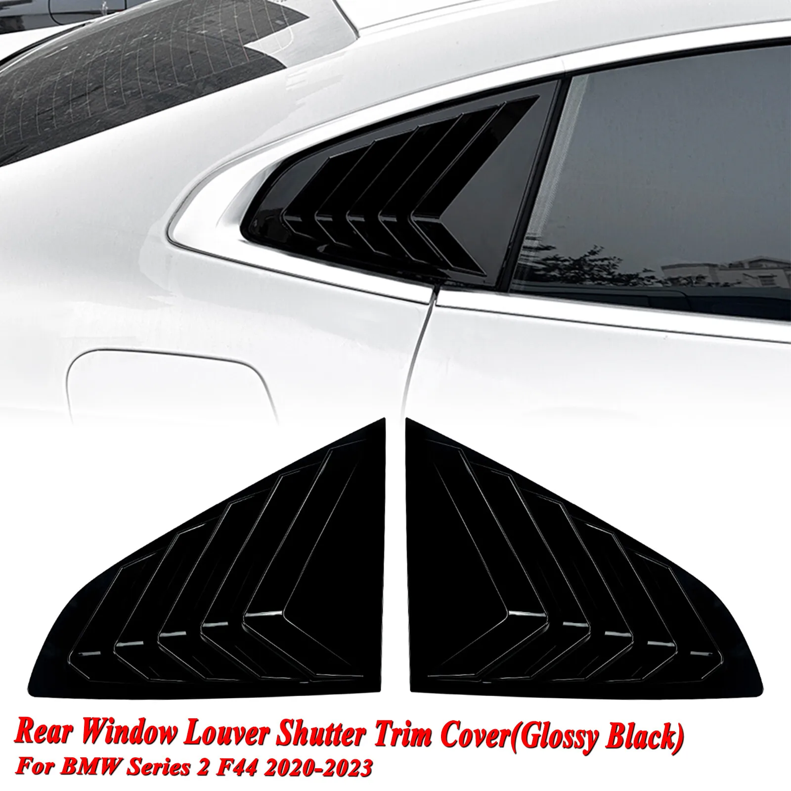 ABS Rear Side Window Louver Shutter Trim For BMW 2 Series F44 2020-2023 Rear Side Glass Windshield Sun Shade Triangle Trim
