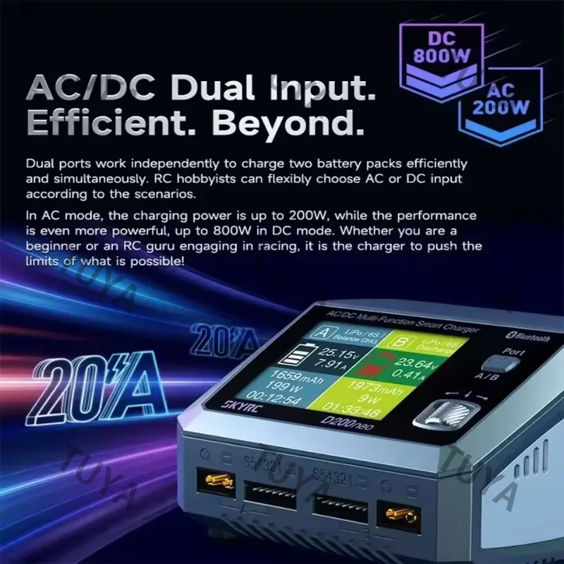 D200neo quick Charger AC 200W DC 800W 1-6S Lipo Battery Balance Charger Discharger Multi-Function Smart Charger