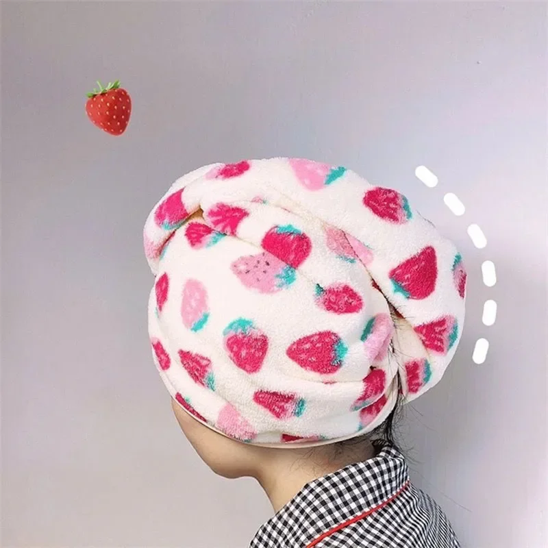 Microfiber Hair Towel Strawberry Printing Face Towel Daily Adult Kids Cartoon Absorption Towels Comfortable Household Towel