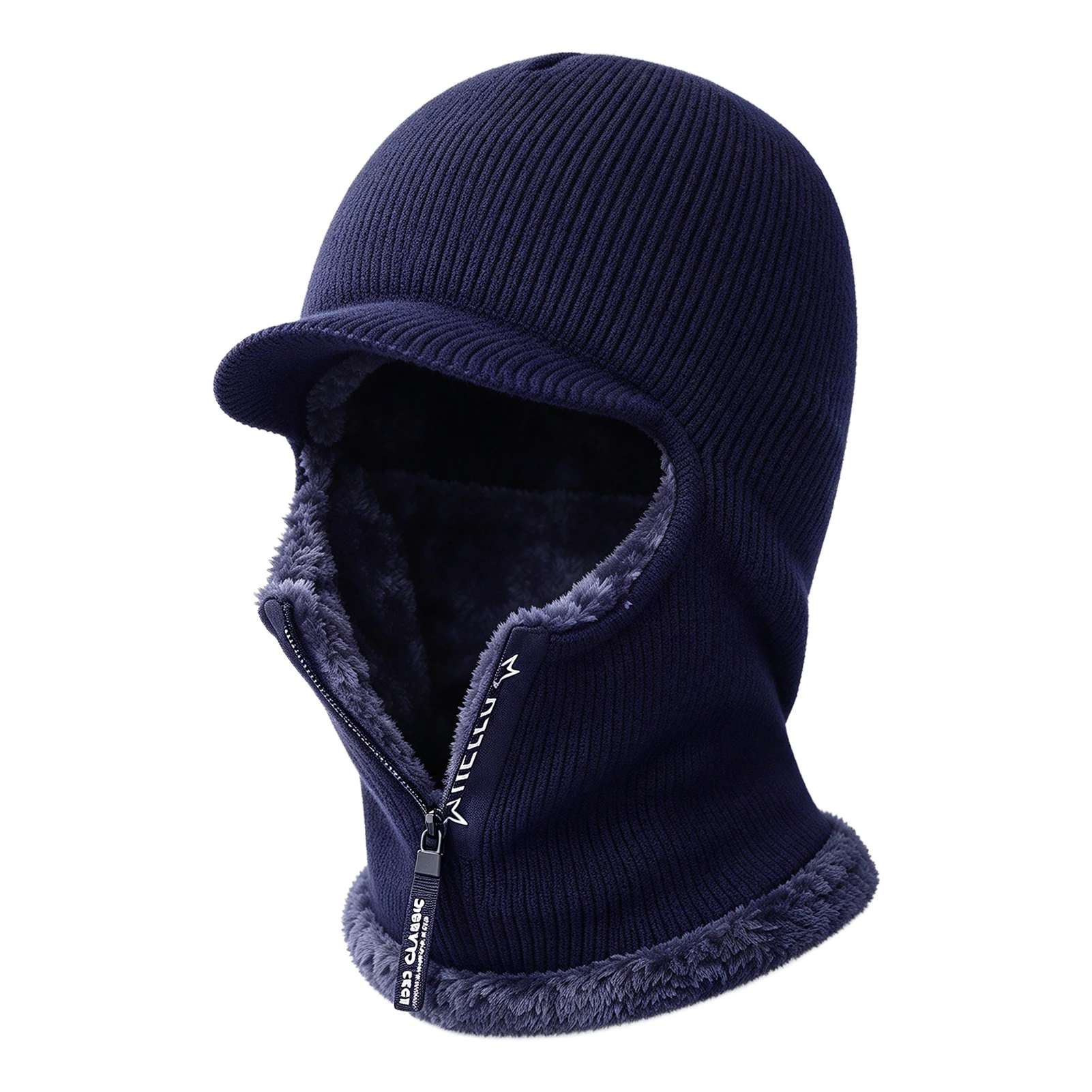 Fleece Lined Earflap Hat Neck Gaiter for Men and Women Windproof Knit Cycling Cap with Integrated Neck Warmer Full Ear Coverage