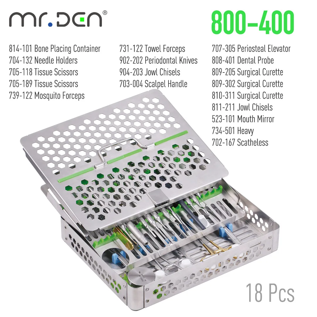 

Высококачественный базовый набор инструментов для зубного имплантата, хирургический зонд для кюретки, маска для периодического лифта, долото, штангенциркули для костей