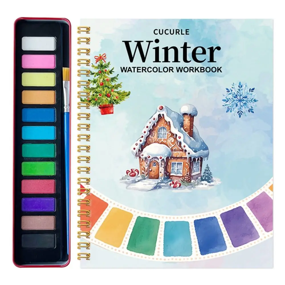 Quaderno di esercizi per acquerello adatto ai principianti con set di colori a 12 colori Artigianato d'arte Forniture per pittura Libro da colorare ad acqua con pennello