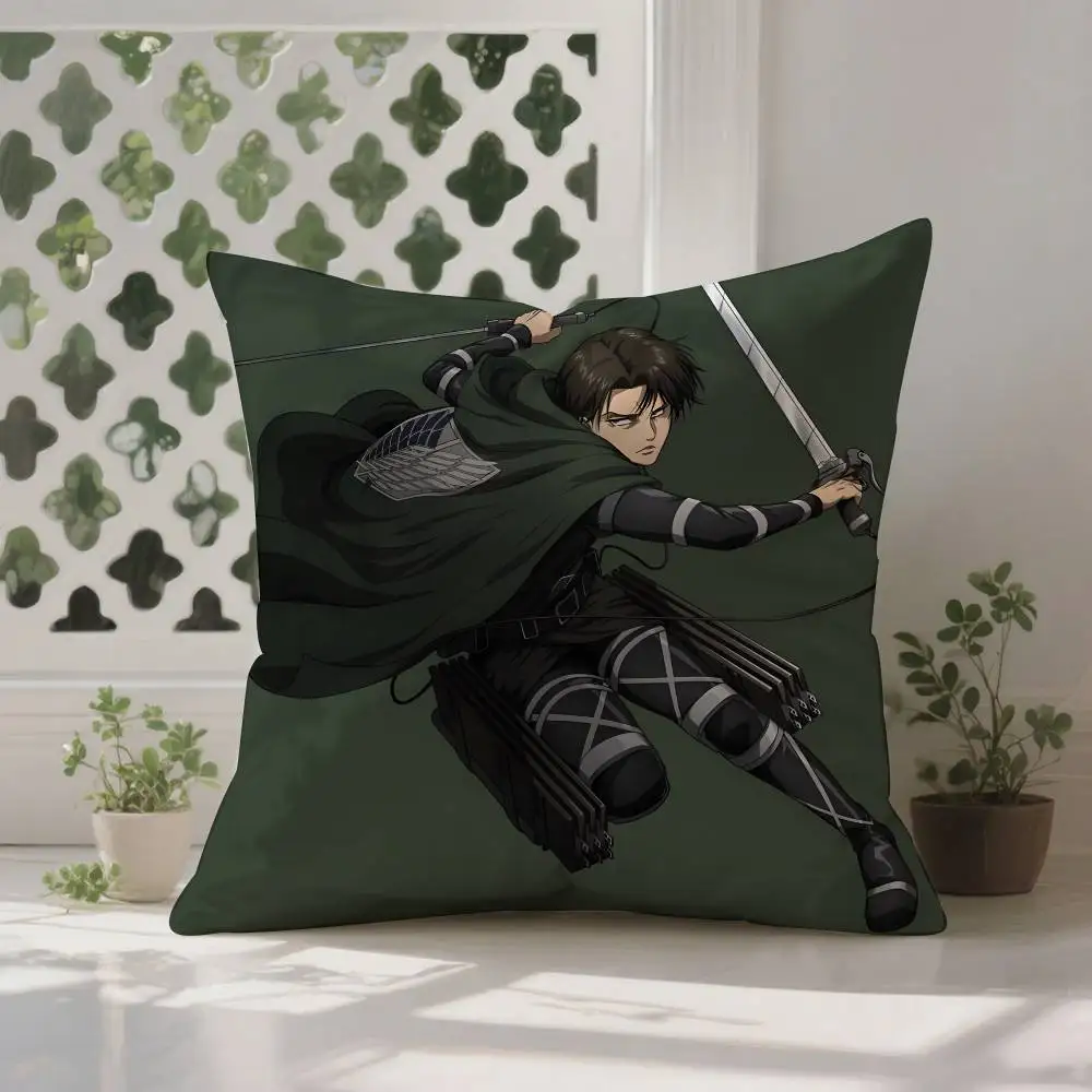 1pc Levi Ackerman Attack On Titan Pillow Case Anti-dustmite Pillowcase Invisible Zipper Silky Short Plush Sofa Cushion Cover