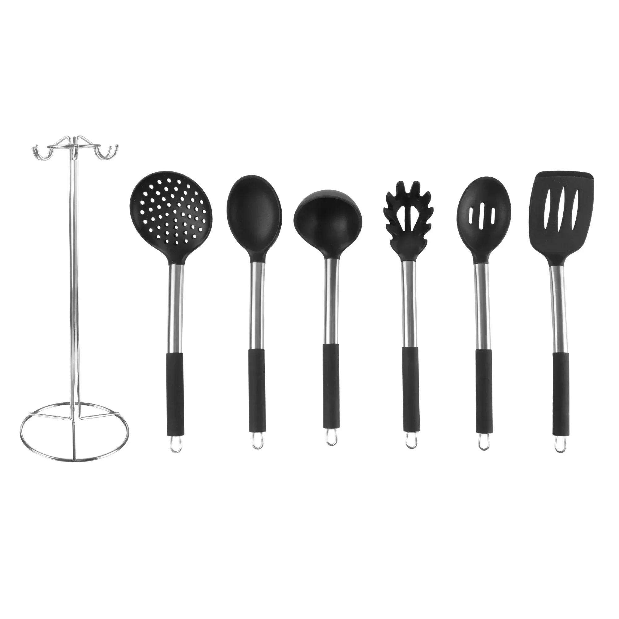 

7-Piece Stainless-Steel and Silicone Kitchen Utensils Set, Bl