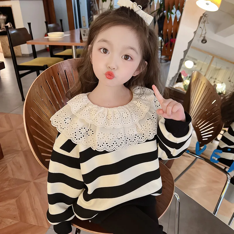 

Girls' Spring and Autumn Sweater 2025 New Children's Clothing Girls' and Children's Spring Velvet Thickened Spring Top