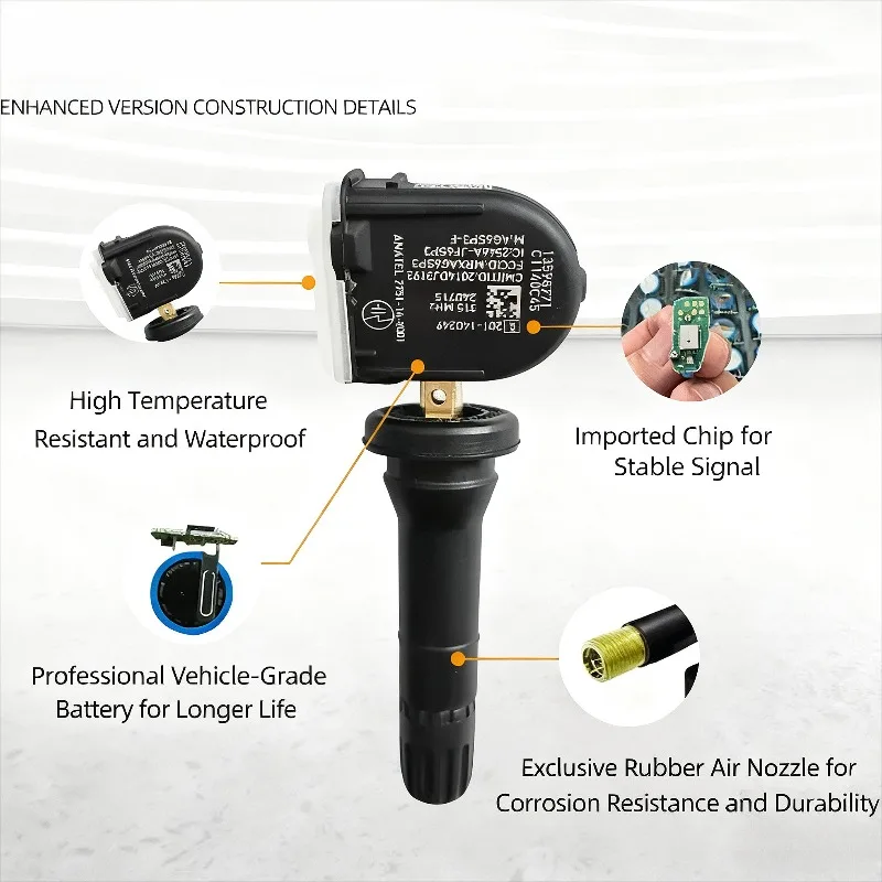 أداة فحص السيارة نظام مراقبة مستشعر ضغط الإطارات TPMS 315MHz 13598772 لسيارة شيفروليه الاعتدال كروز 2018-2023 GL8