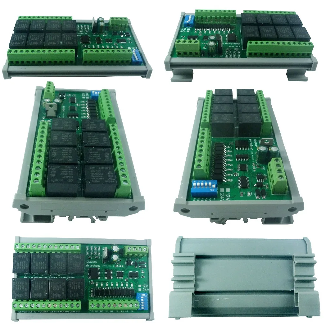 

DC 12V 8DI 8DO Multifunction RS485 Modbus RTU Relay Module Support 01 05 15 02 03 06 16 Function Code Switch Control Board