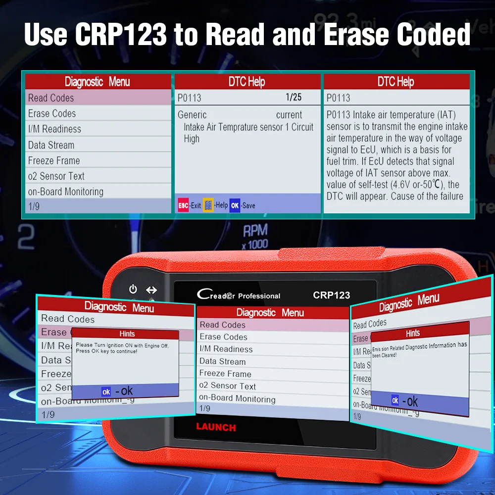 2023 HOT Launch CRP123 Elite OBD2 skaner motocyklowy uniwersalny samochód diagnostyczny dla skaner silnika z przekładnią ABS SRS