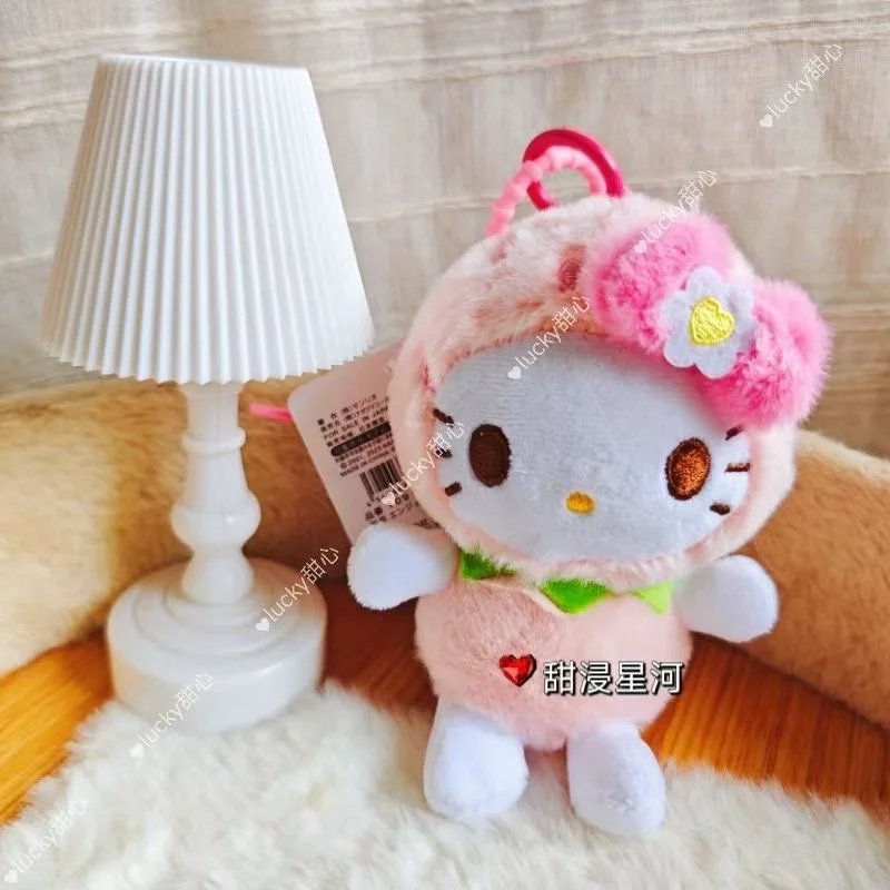 Sanrio Hello Kitty Kuromi Melody Strawberry Cross Dressing Series Plush Keychain Backpack Hanging Ornaments Girl's Birthday Gift