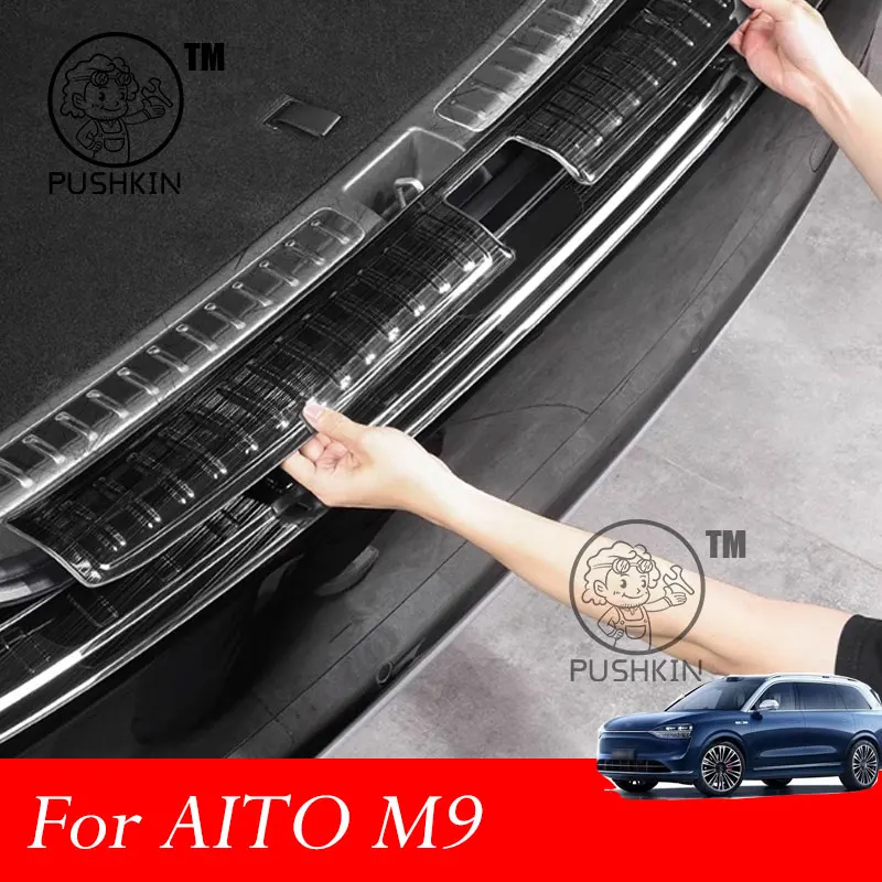 

For AITO M9 2025 2026 Car threshold Rear Bumper Boot Guard Cover Trunk Plate Trim Protector Decoration Accessories Sticker