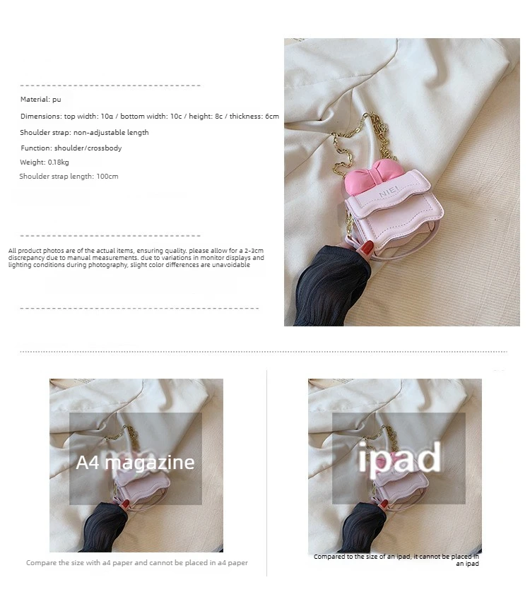 Niedliche Umhängetasche mit Schleifenkette, koreanische Mini-Schultertasche für Mädchen, Kinder, Mutter, Tochter, passende Modetasche – Detail 4