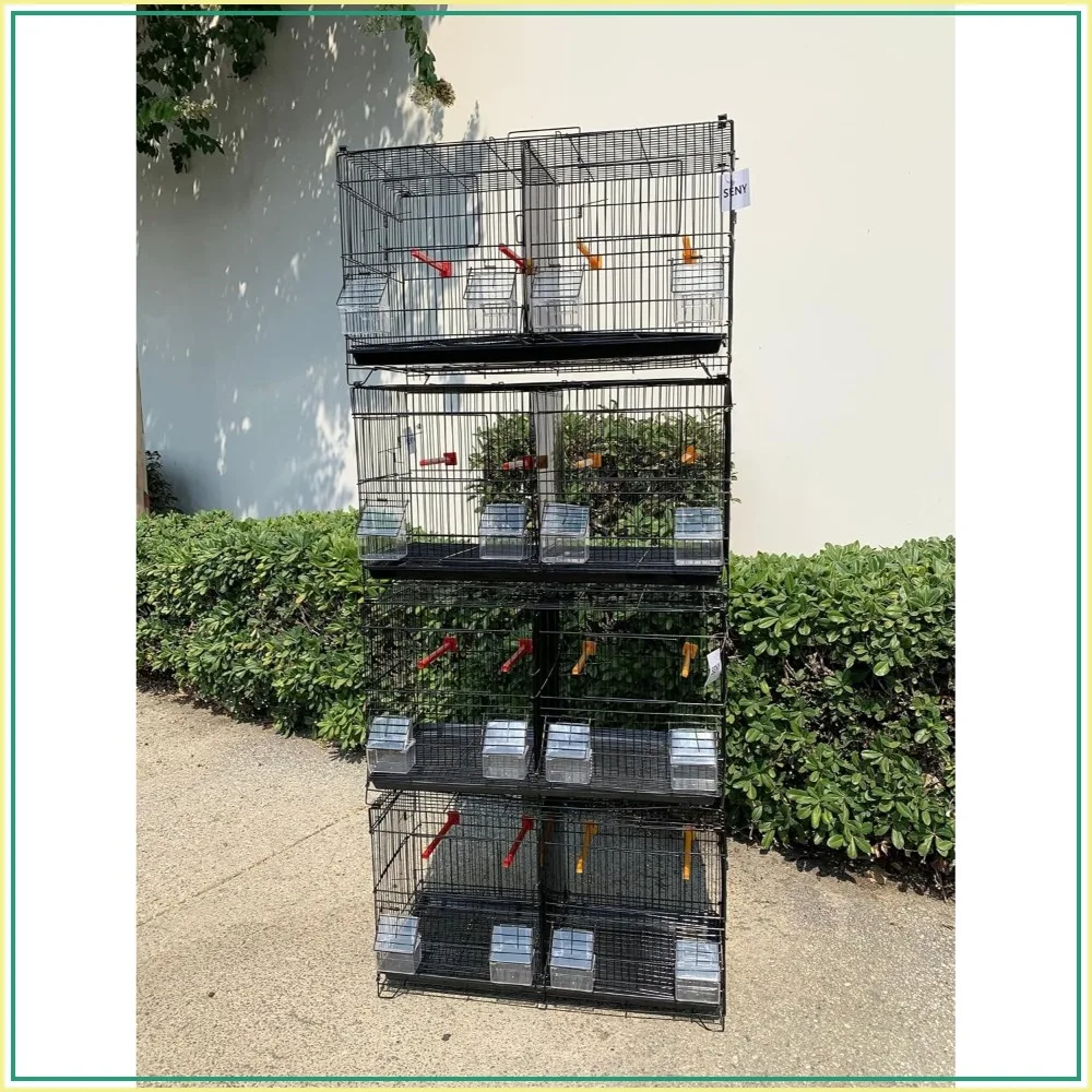 Seny Set of 4 Stackable Breeding Bird Cage for Canary Finch Small Birds Black