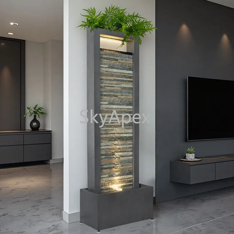 Indoor Office Living Room High End Large Water Curtain Wall Flowing Water Wall Decoration Creative  Landscape  Partition  Screen