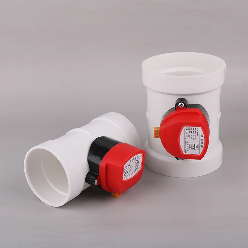 220V AC Plastic PVC Electric Air Damper PVC Motorized Pipe Control Check Valve 75mm 110mm Round Pipe Air Volume Controller