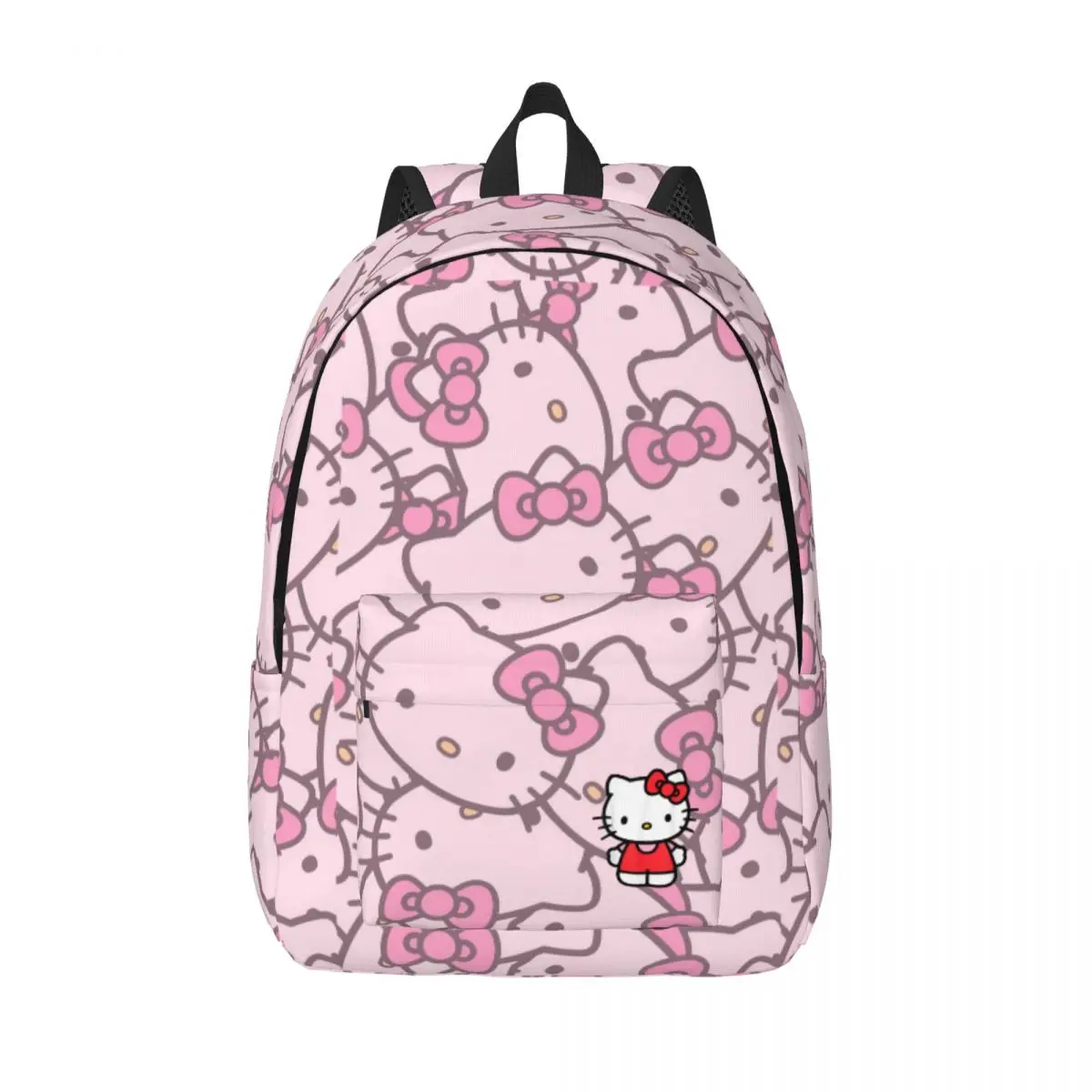 Рюкзак Hello Kitty с изображением лица для учеников начальной и старшей школы, милый мультяшный рюкзак для книг для мужчин и женщин, прочный тканевый рюкзак