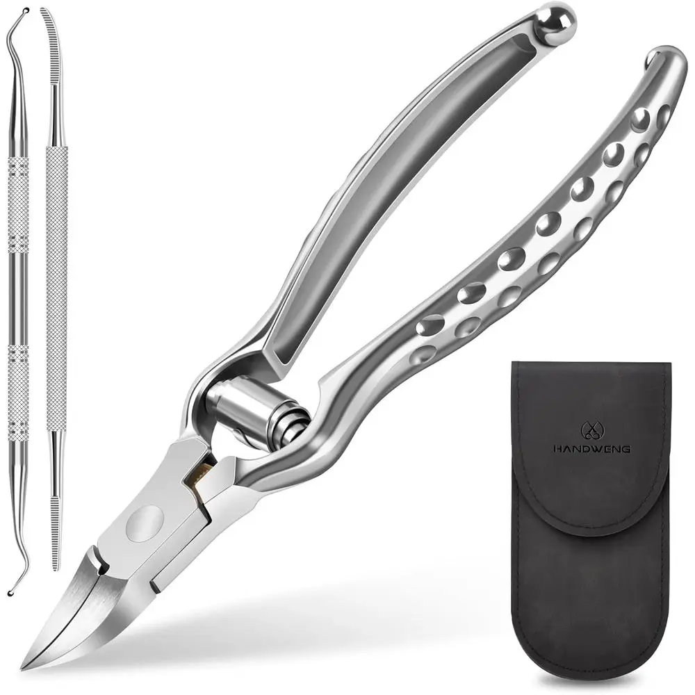 

Heavy-Duty Angled Nail Clippers for Ingrown or Thick Toenails, Long-Handled Clippers Set for Men, Women, Adults - 3 Pieces