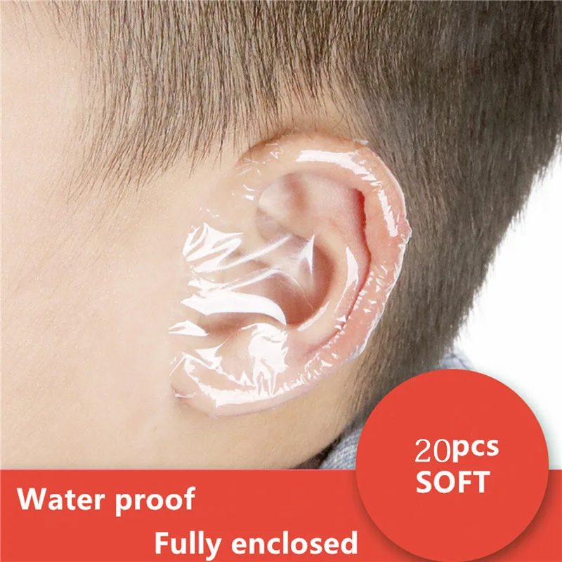 20pcs Plastic Waterproof Ear Protector Swimming Cover Caps Salon Hairdressing Dye Shield Protection Shower Cap Tools