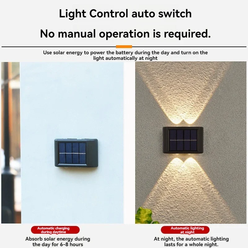 

Courtyard Wall Decorative Lights Household Outdoor Lighting Luminaires Solar Convex Mirror Up And Down Light Wall Lamps Vintage