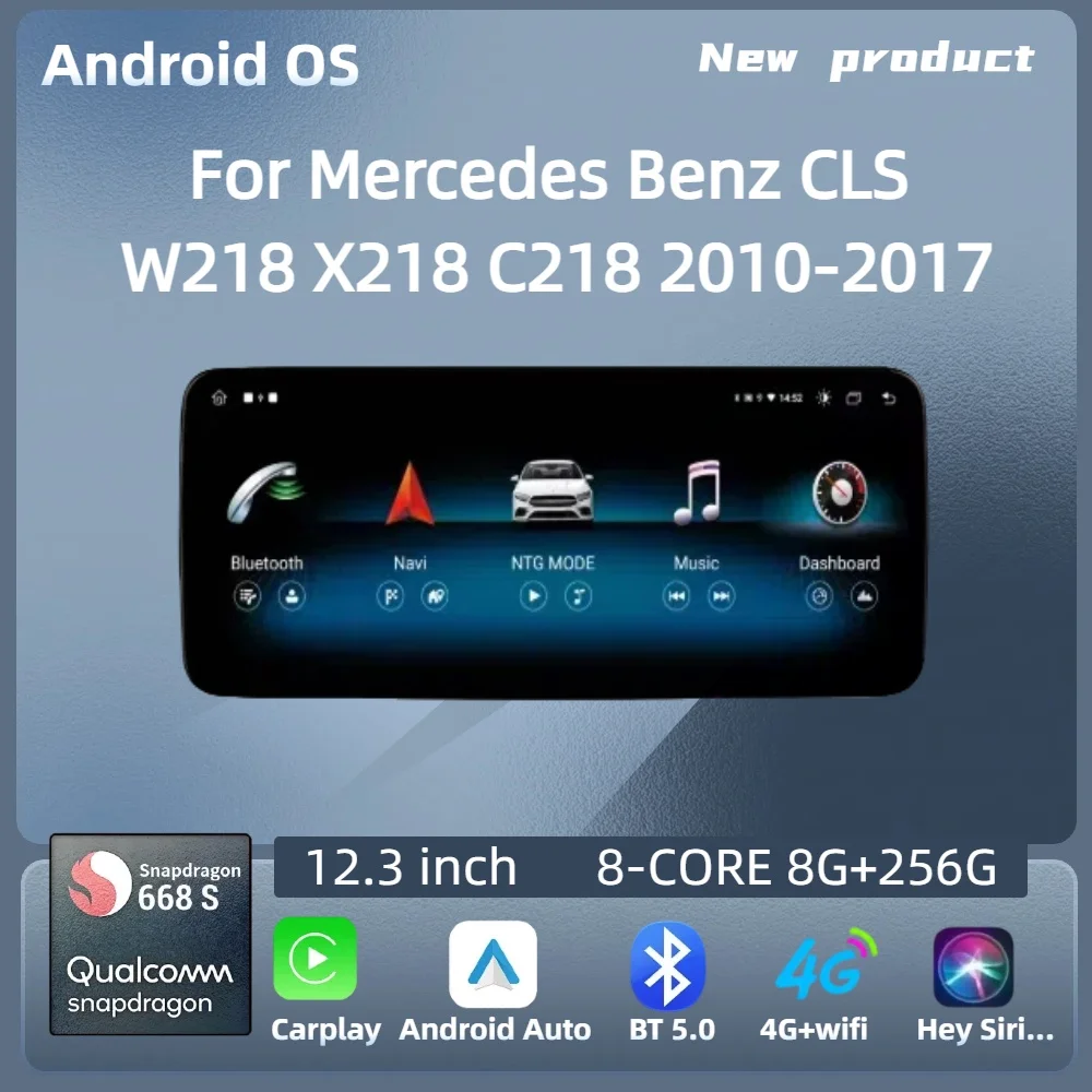 

For Mercedes Benz CLS W218 X218 C218 2010-2017 12.3"Car Radio Android 14 Wireless BT Carplay Snapdragon 680 SM6225 Touch Screen