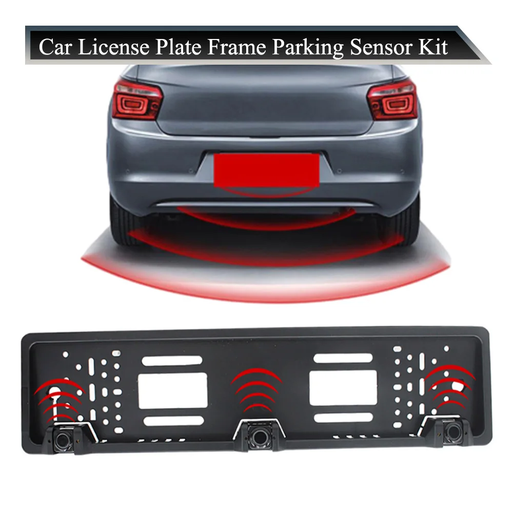 Car License Plate Frame Parking Sensor Kit EU Europe Car Parking Sensor Auto Reverse Radar Sensor Buzzer 12V Driving Reversing