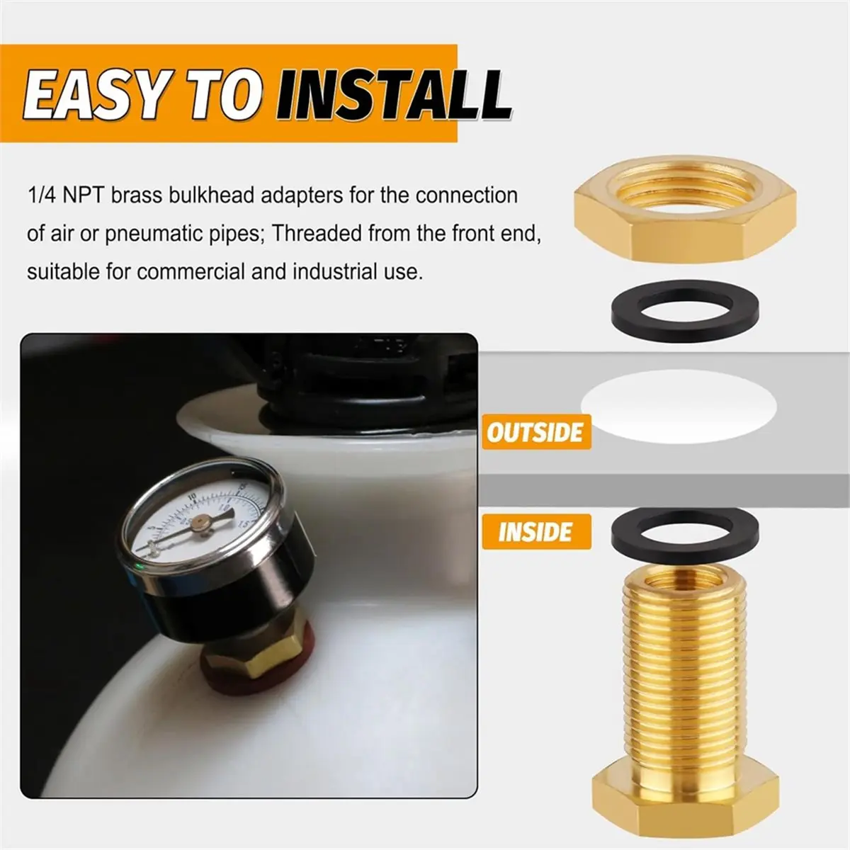 2026 NEW 2-Pack Solid Brass Bulkhead Fittings, 1/4 NPT Taper Female 3/4