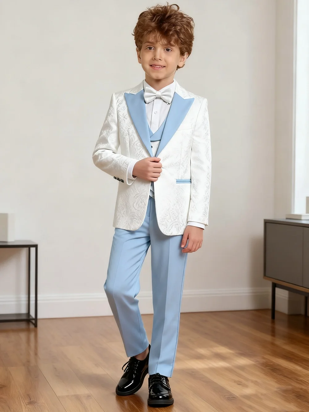

24-Hour Shipping Paisley Boys Suit Set For Shoot Kids Formal Suits Wedding Ring Bearer Graduation Tuxedo For Child 3-14 Years
