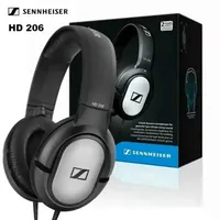 Original Sennheiser HD 206 3.5mm Wired Earphones Black Deep Bass Stereo Sound Isolating Earphones Game Earphones